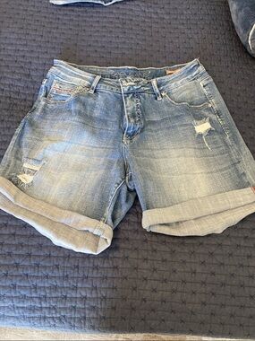 Jag Jeans Light Blue Rolled Cuff Distressed Denim Shorts